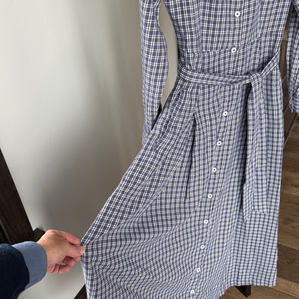 Garnet Hill flannel checkered midi shirt dress  - size 2 - Picture 5 of 7